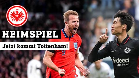 Tottenham-Spieler und Eintracht-Spieler mit Vereinslogo